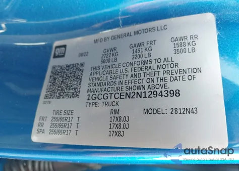 2022 Chevrolet Colorado 4Wd Short Box Lt from USA, damaged, VIN 1GCGTCEN2N1294398